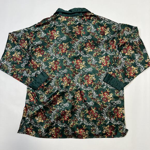 Vintage Victoria's Secret Pajama Set Womens Small Green Floral Quilted Satin 90s - Picture 3 of 13